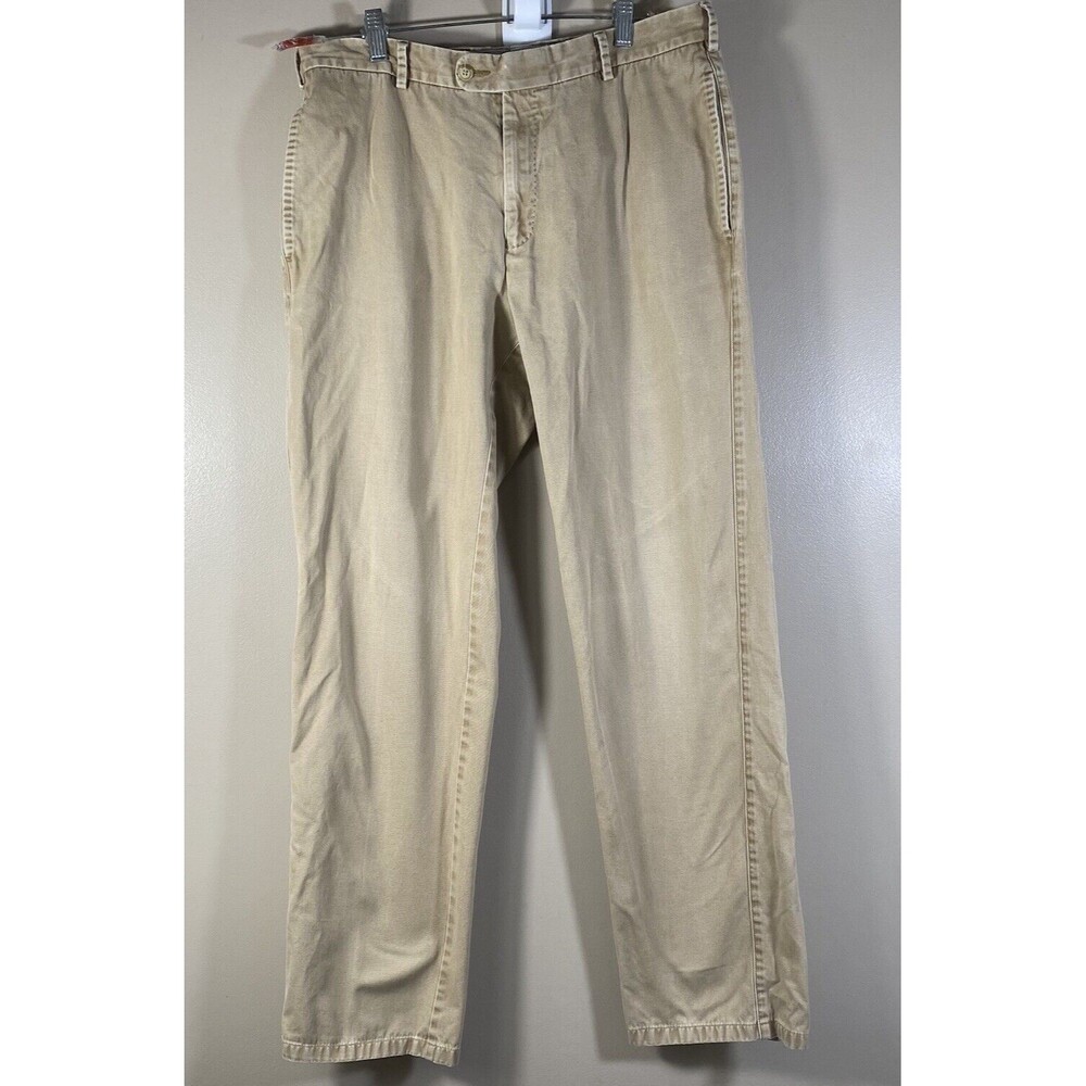 Peter Millar Soft Touch Pima Cotton Pants 34x30 MCOOB84 Flat Front Khaki Tan